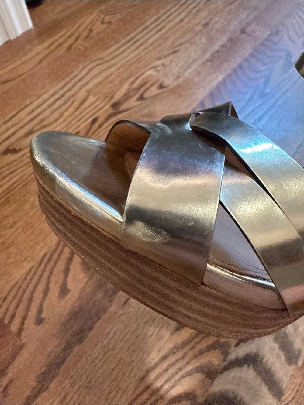 Coach Dani Mirror Metallic Gold Leather Strappy Heels Size 7